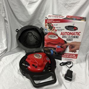 NIB Grillbot--Automatic Push Button Grill Cleaning Robot Red Tested Works - S1